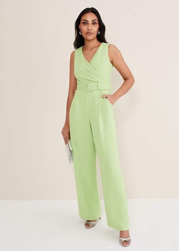 Phase Eight Petite Lissia Wide Leg Jumpsuit Green USA | 2150694-DK